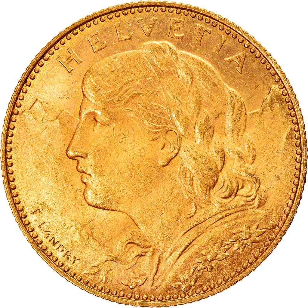 Coin, Switzerland, 10 Francs, 1922, Bern, MS(63), Gold, KM:36