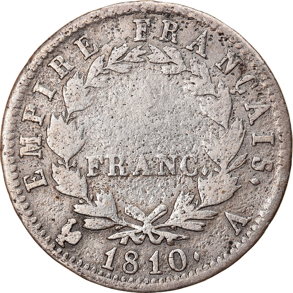 Coin, France, Napoléon I, Franc, 1810, Paris, VF(20-25), Silver, KM:692.1