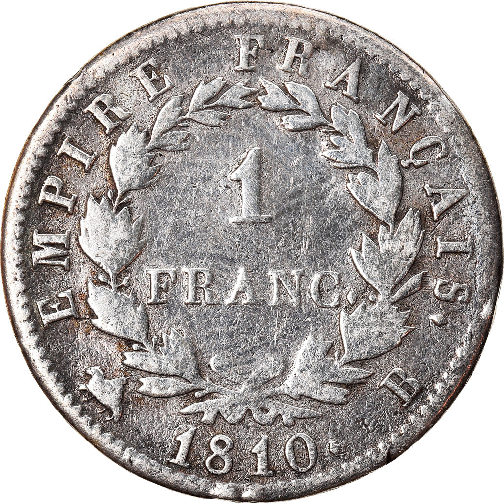Frankreich, Napoléon I, Franc, 1810, Rouen, VF(30-35), Silver, KM:692.2, Gad...