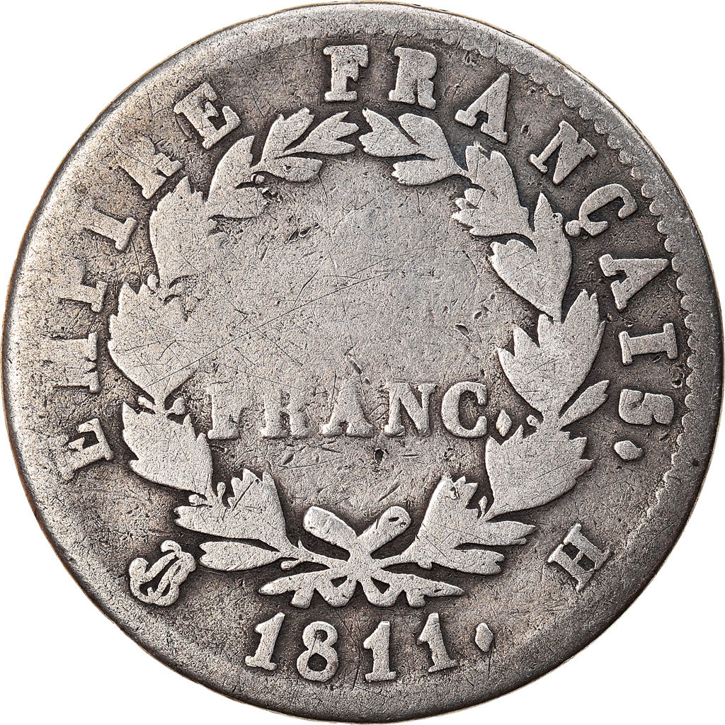 Moneda, Francia, Napoléon I, Franc, 1811, La Rochelle, BC+, Plata, KM:692.6