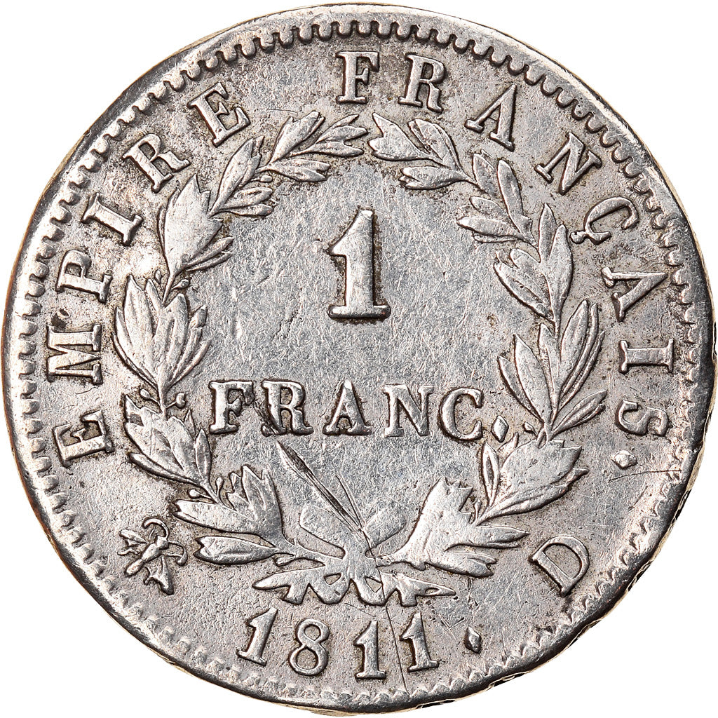 Coin, France, Napoléon I, Franc, 1811, Lyon, VF(30-35), Silver, KM:692.5