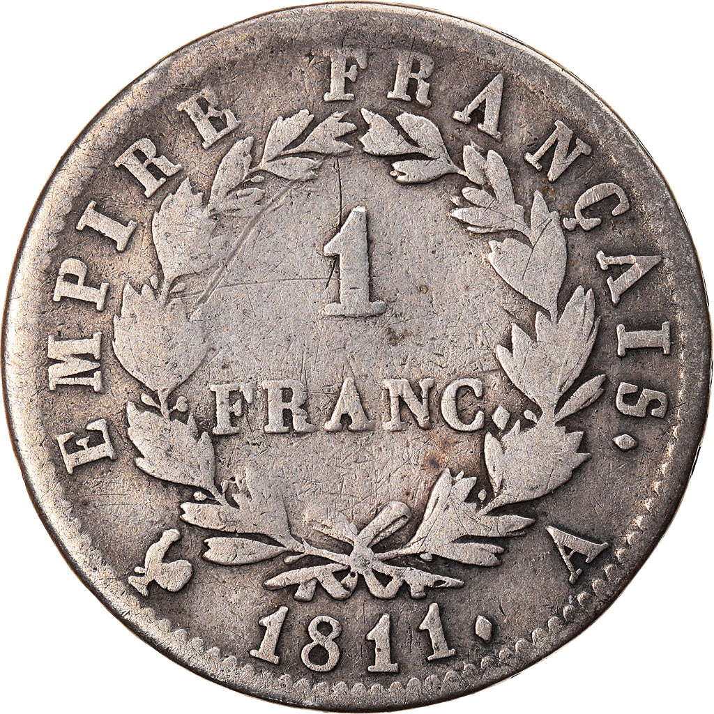 Coin, France, Napoléon I, Franc, 1811, Paris, VF(20-25), Silver, KM:692.1