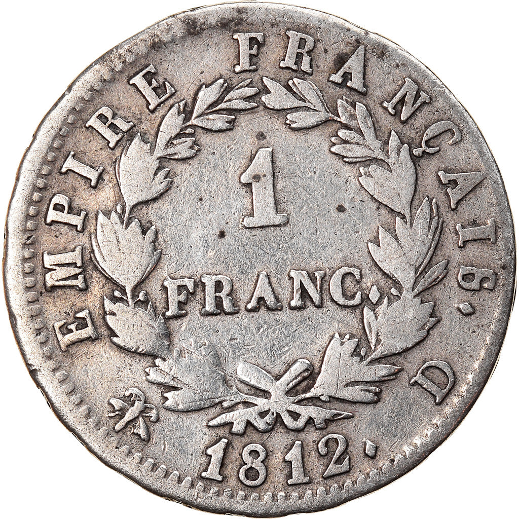 Coin, France, Napoléon I, Franc, 1812, Lyon, VF(20-25), Silver, KM:692.5, Le