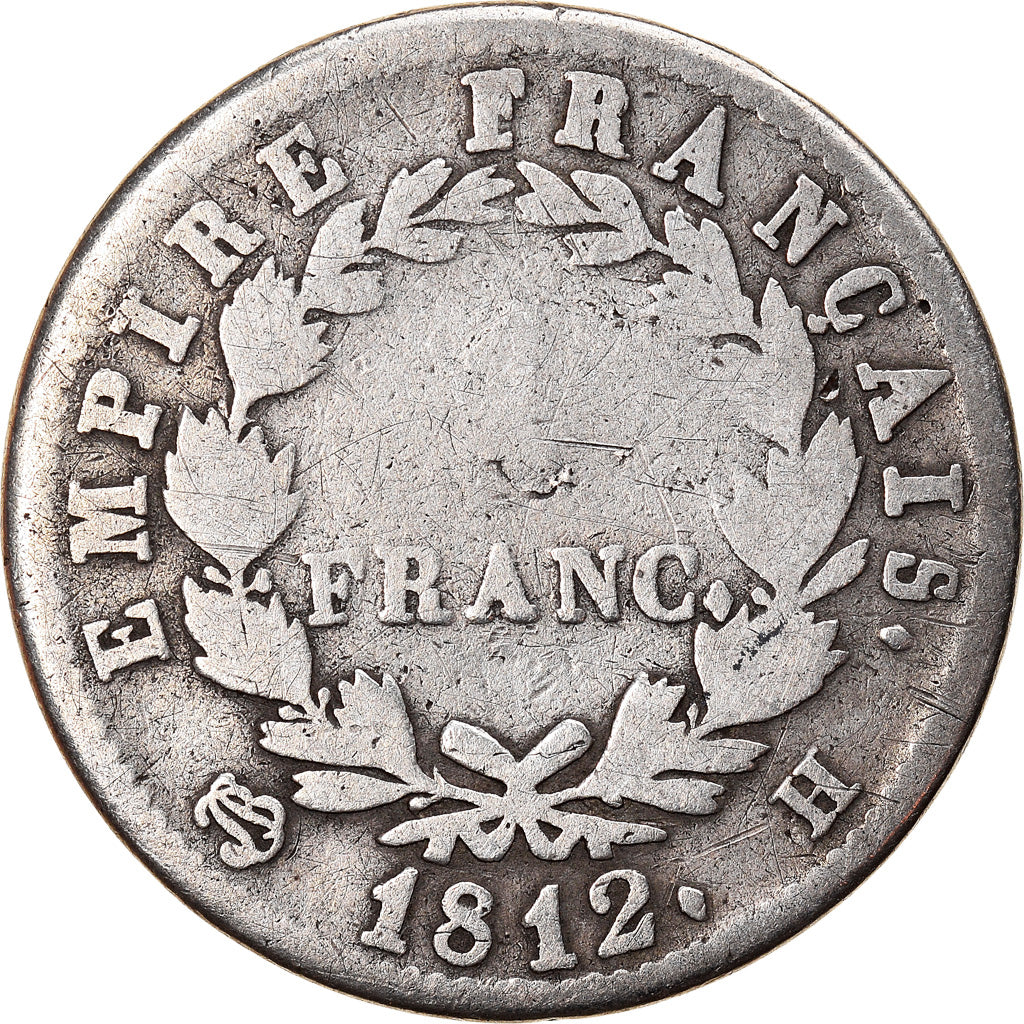 Coin, France, Napoléon I, Franc, 1812, La Rochelle, VF(20-25), Silver