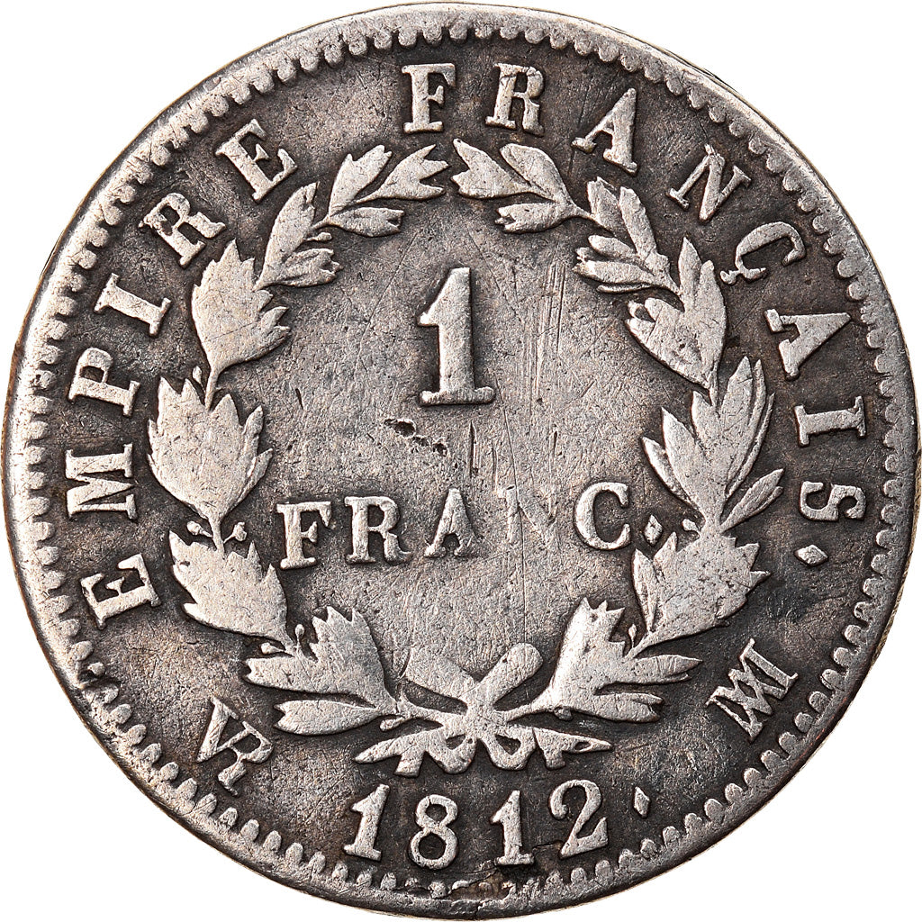 Munten, Frankrijk, Napoléon I, Franc, 1812, Marseille, FR+, Zilver, KM:692.11