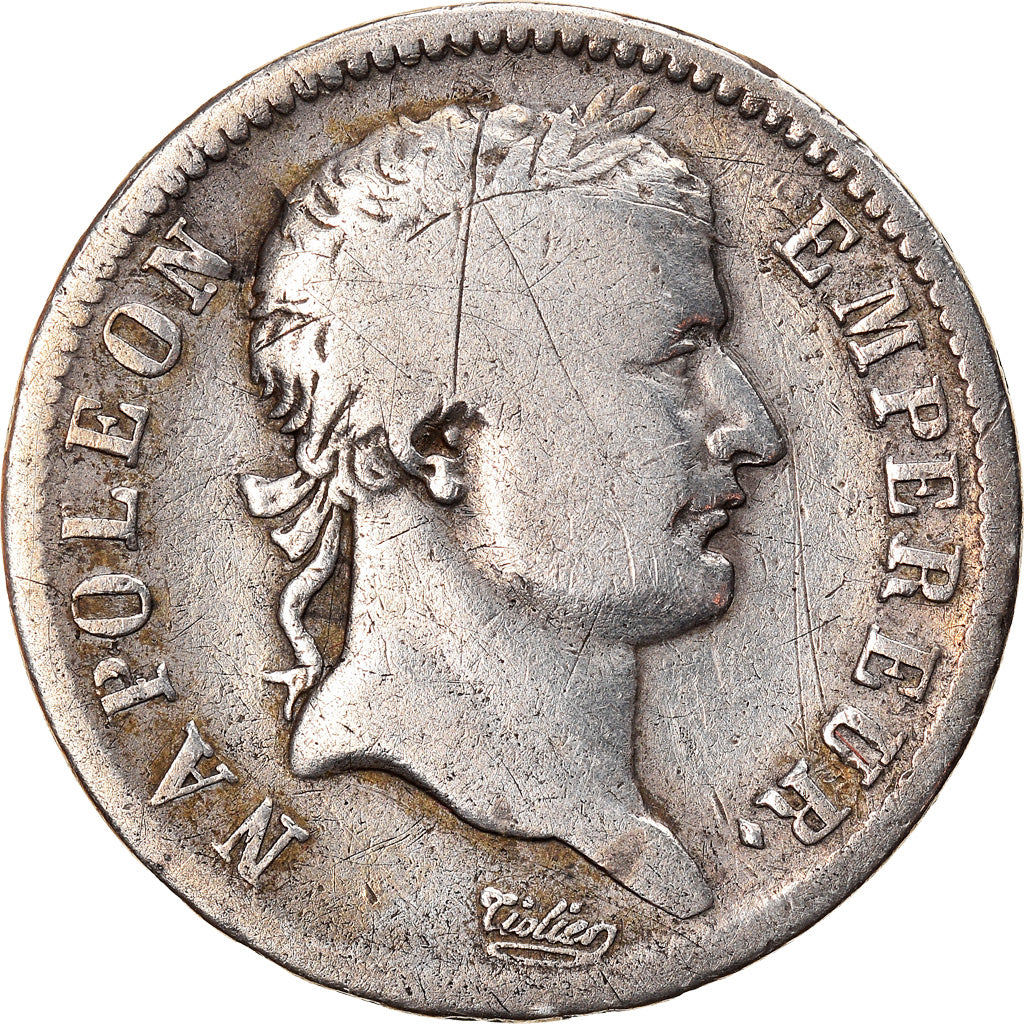 Moneta, Francia, Napoléon I, Franc, 1813, Perpignan, MB, Argento, KM:692.12