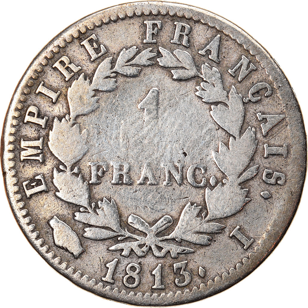 Moneta, Francja, Napoléon I, Franc, 1813, Limoges, VF(20-25), Srebro, KM:692.7