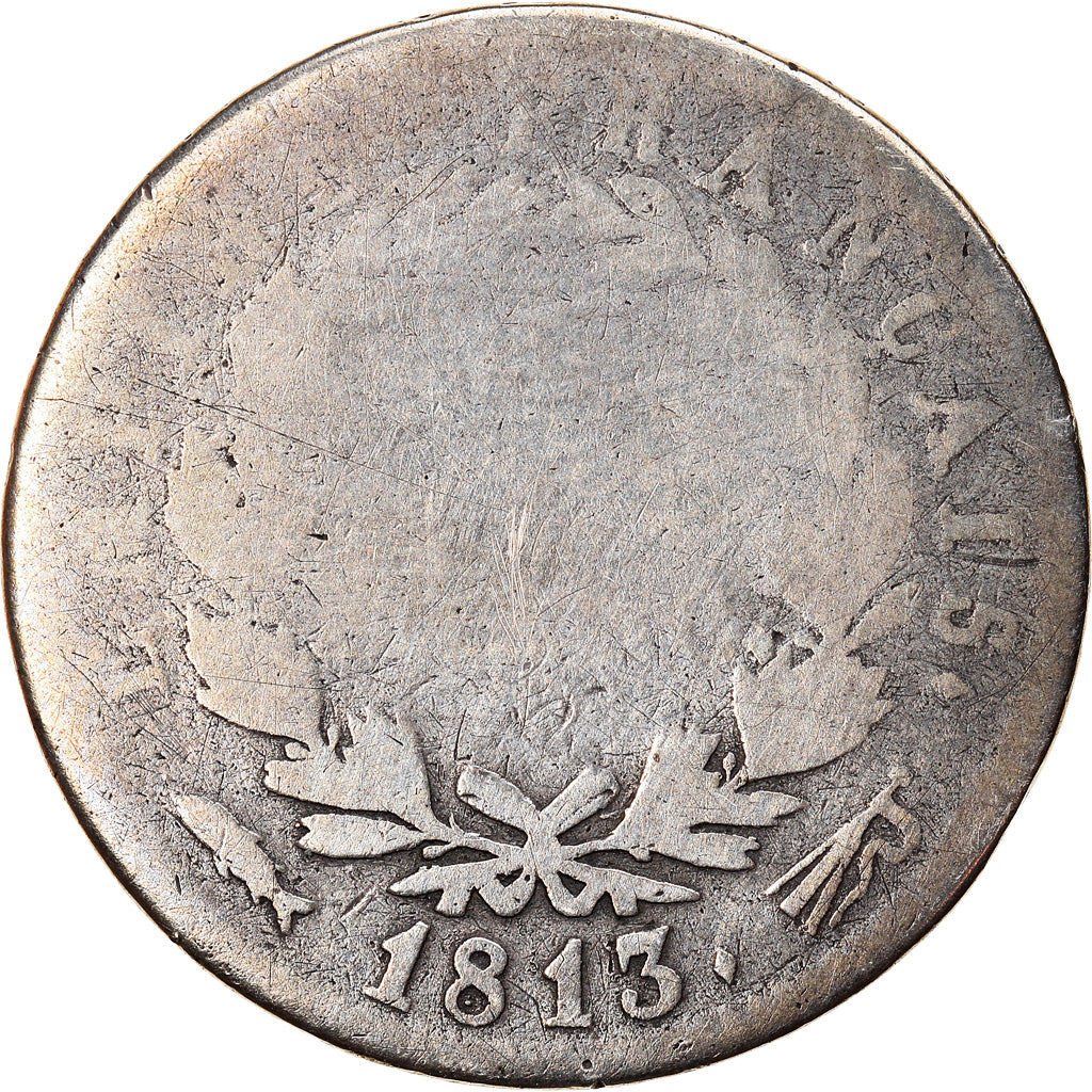 Monnaie, France, Napoléon I, Franc, 1813, Utrecht, B+, Argent, KM:692.17