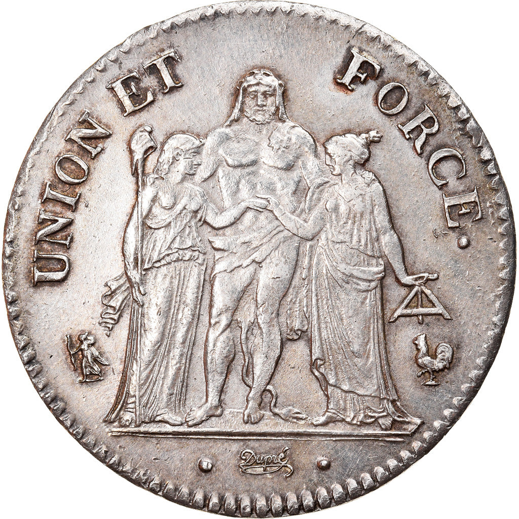 Coin, France, Union et Force, 5 Francs, AN 11, Paris, AU(50-53), Silver