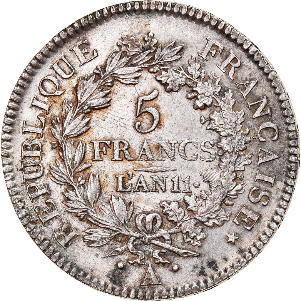 Coin, France, Union et Force, 5 Francs, AN 11, Paris, AU(50-53), Silver