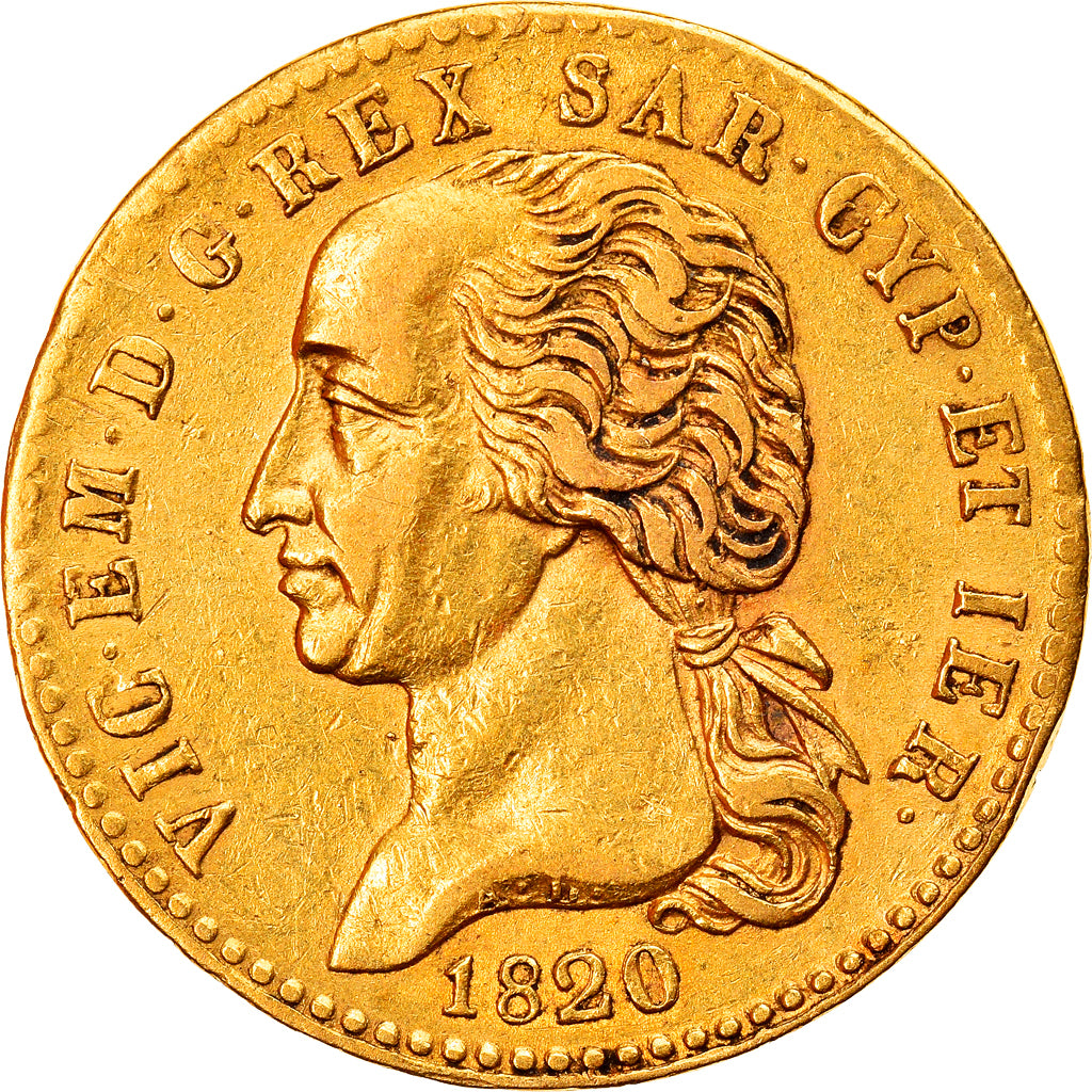 Moneta, DEPARTAMENTY WŁOSKIE, SARDINIA, Vittorio Emanuele I, 20 Lire, 1820
