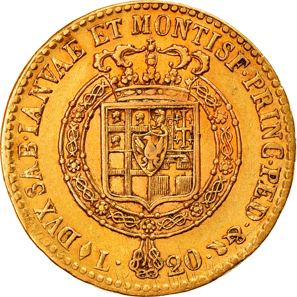 Moneta, DEPARTAMENTY WŁOSKIE, SARDINIA, Vittorio Emanuele I, 20 Lire, 1820