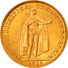 Moneda, Hungría, Franz Joseph I, 20 Korona, 1914, Kormoczbanya, EBC+, Oro