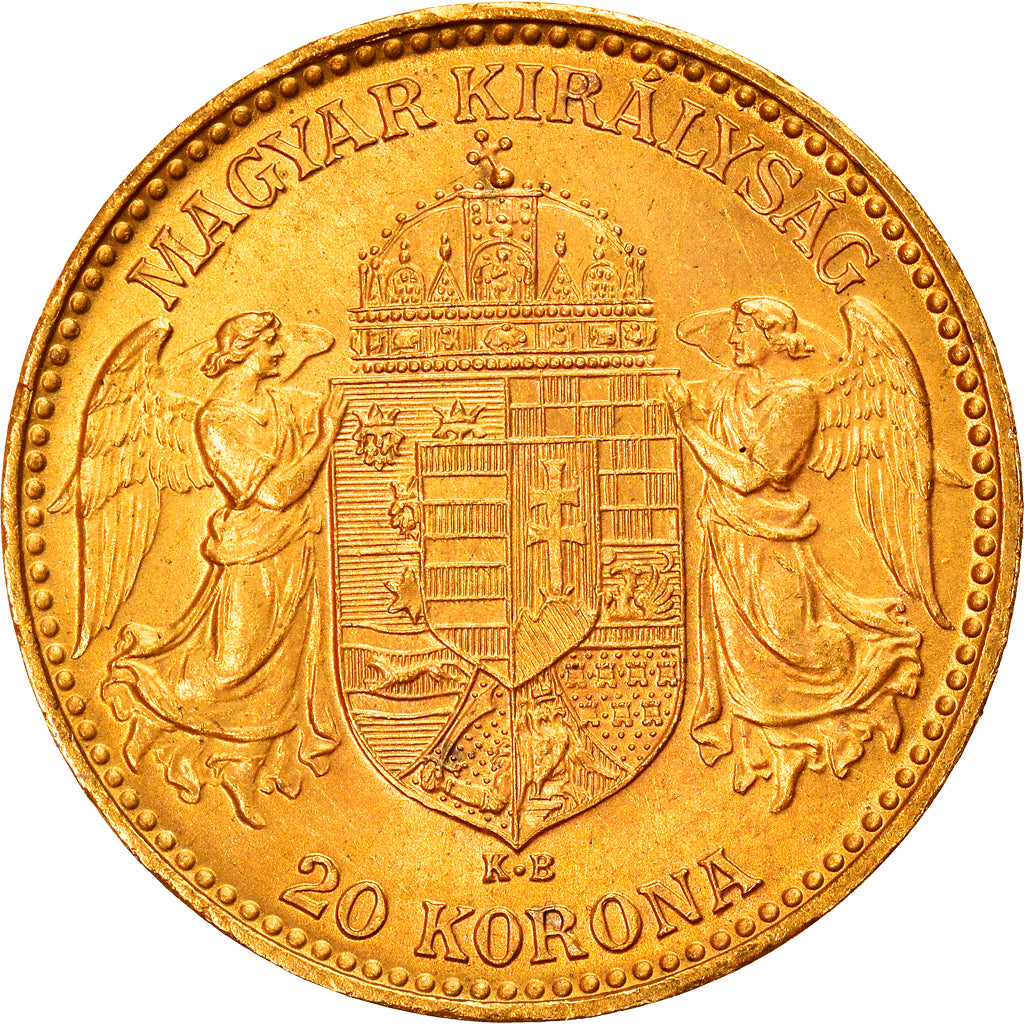 Moneda, Hungría, Franz Joseph I, 20 Korona, 1914, Kormoczbanya, EBC+, Oro
