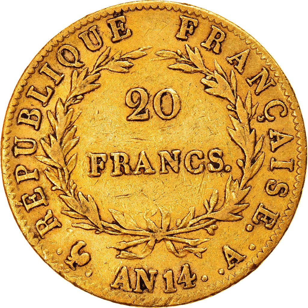 Coin, France, Napoléon I, 20 Francs, AN 14, Paris, EF(40-45), Gold, KM:663.1