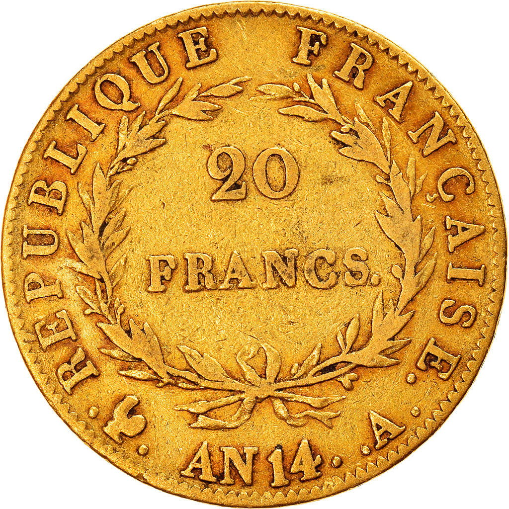 Coin, France, Napoléon I, 20 Francs, AN 14, Paris, EF(40-45), Gold, KM:663.1