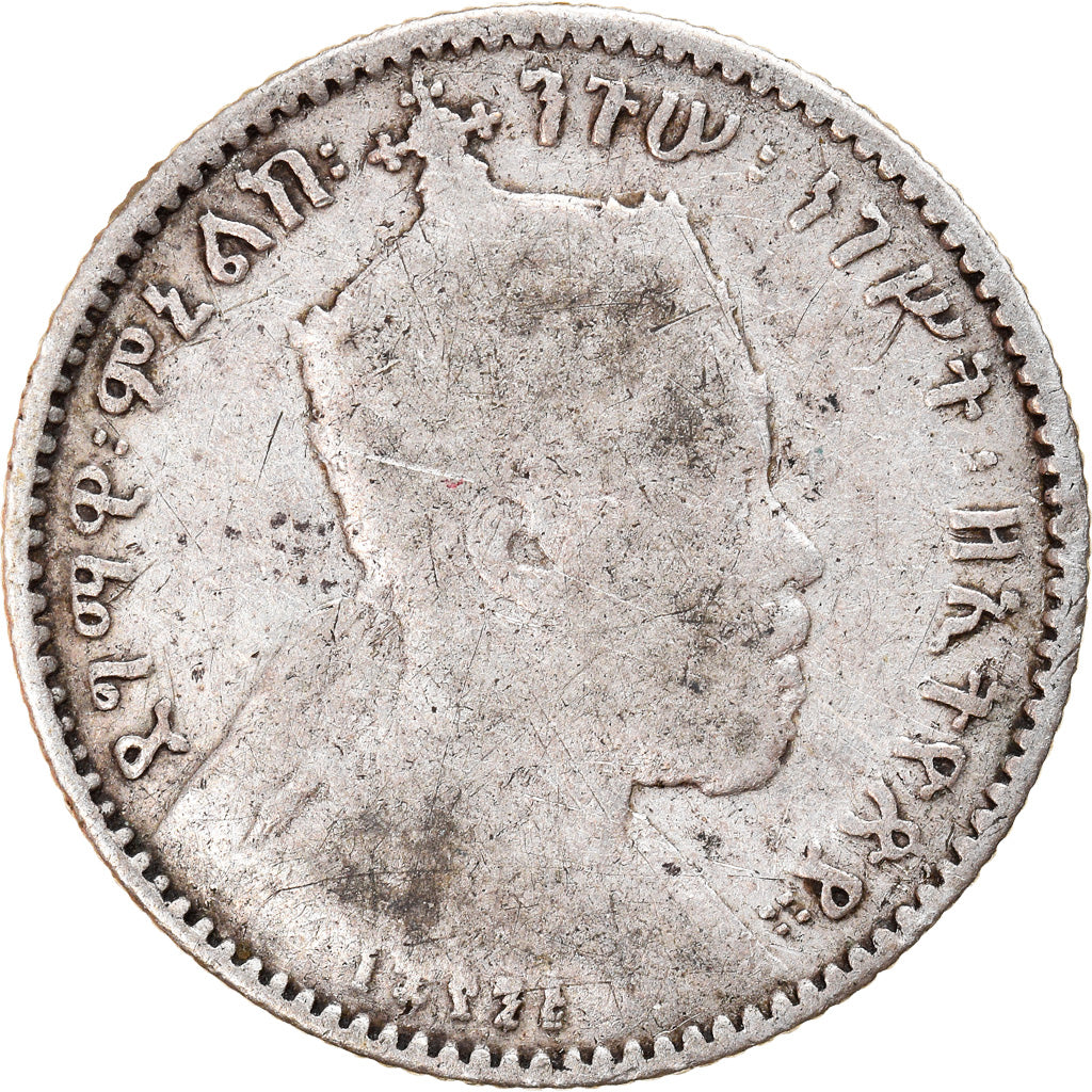 Moneta, Etiopia, Menelik II, Gersh, 1903, Paris, MB+, Argento, KM:12