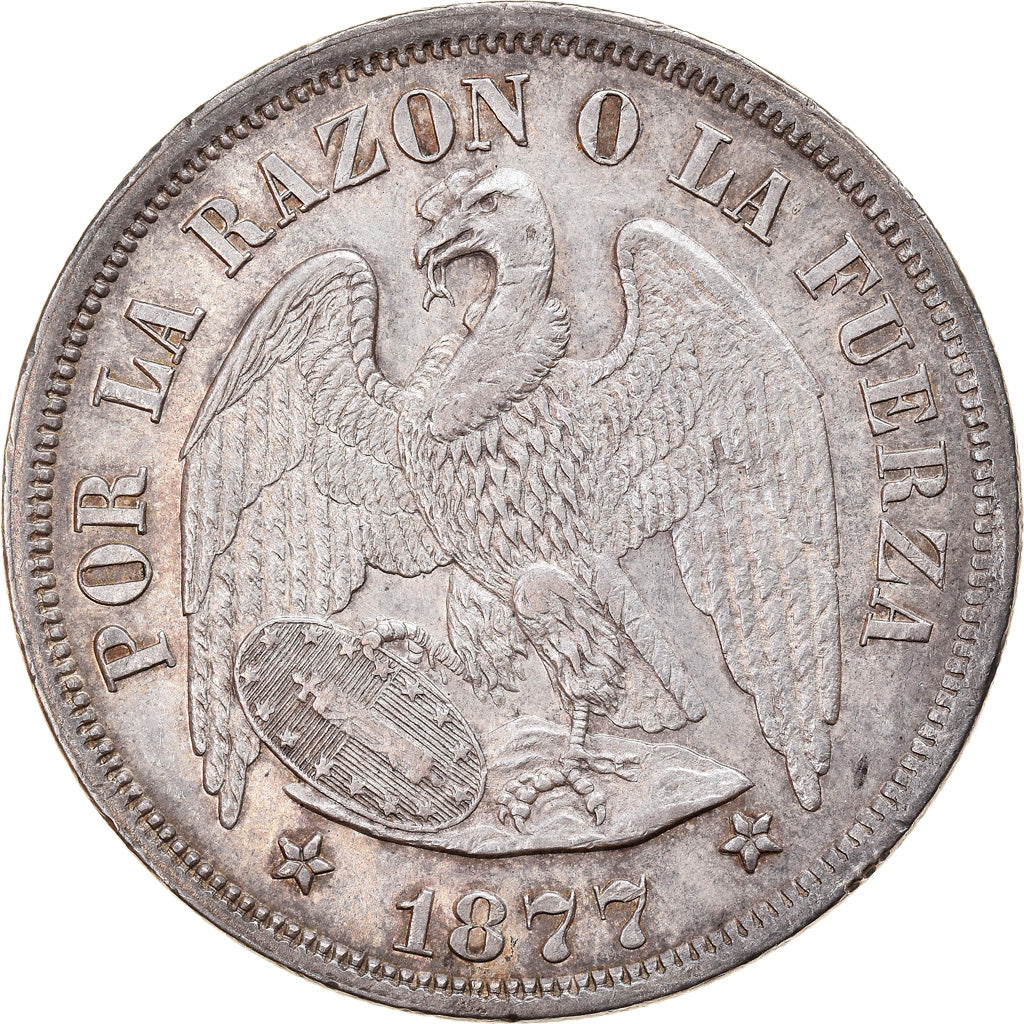 Coin, Chile, Peso, 1877, AU(55-58), Silver, KM:142.1
