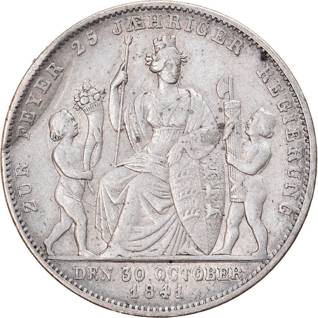 Coin, German States, WURTTEMBERG, Wilhelm I, Gulden, 1841, VF(30-35), Silver