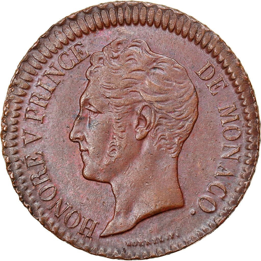 Coin, Monaco, Honore V, Decime, 1838, Monaco, AU(55-58), Copper, KM:97.1