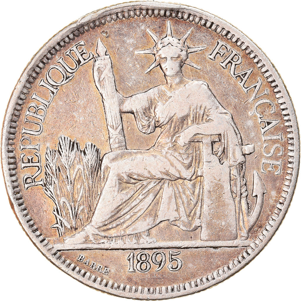 Coin, FRENCH INDO-CHINA, Piastre, 1895, Paris, VF(30-35), Silver, KM:5a.1