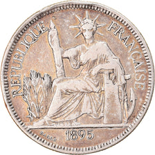 Coin, FRENCH INDO-CHINA, Piastre, 1895, Paris, VF(30-35), Silver, KM:5a.1