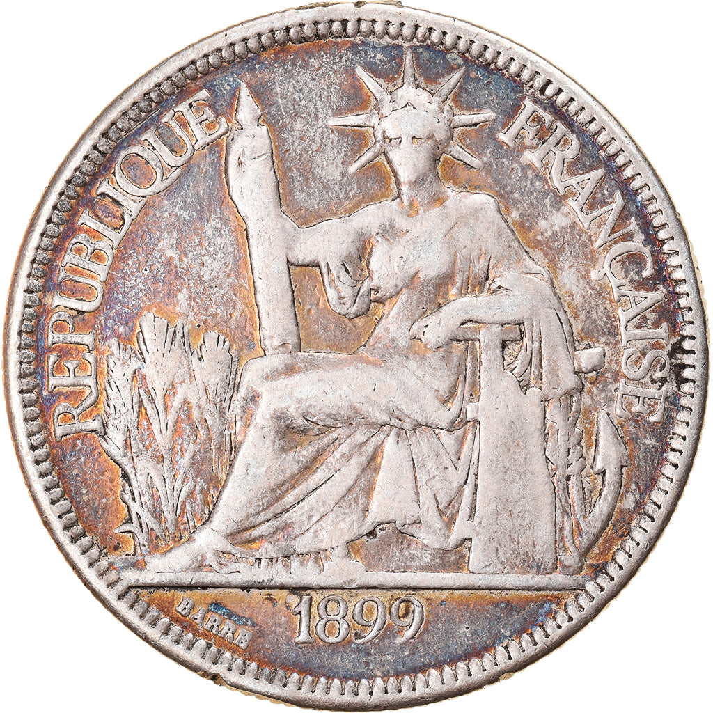 Coin, FRENCH INDO-CHINA, Piastre, 1899, Paris, VF(30-35), Silver, KM:5a.1