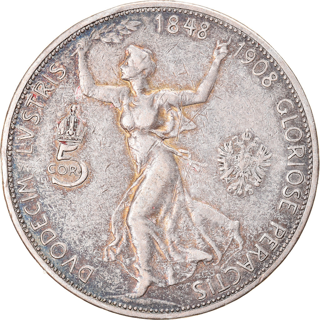 Hungary, Franz Joseph I, 5 Korona, 1907, Kremnitz, AU(55-58), Silver, KM:489