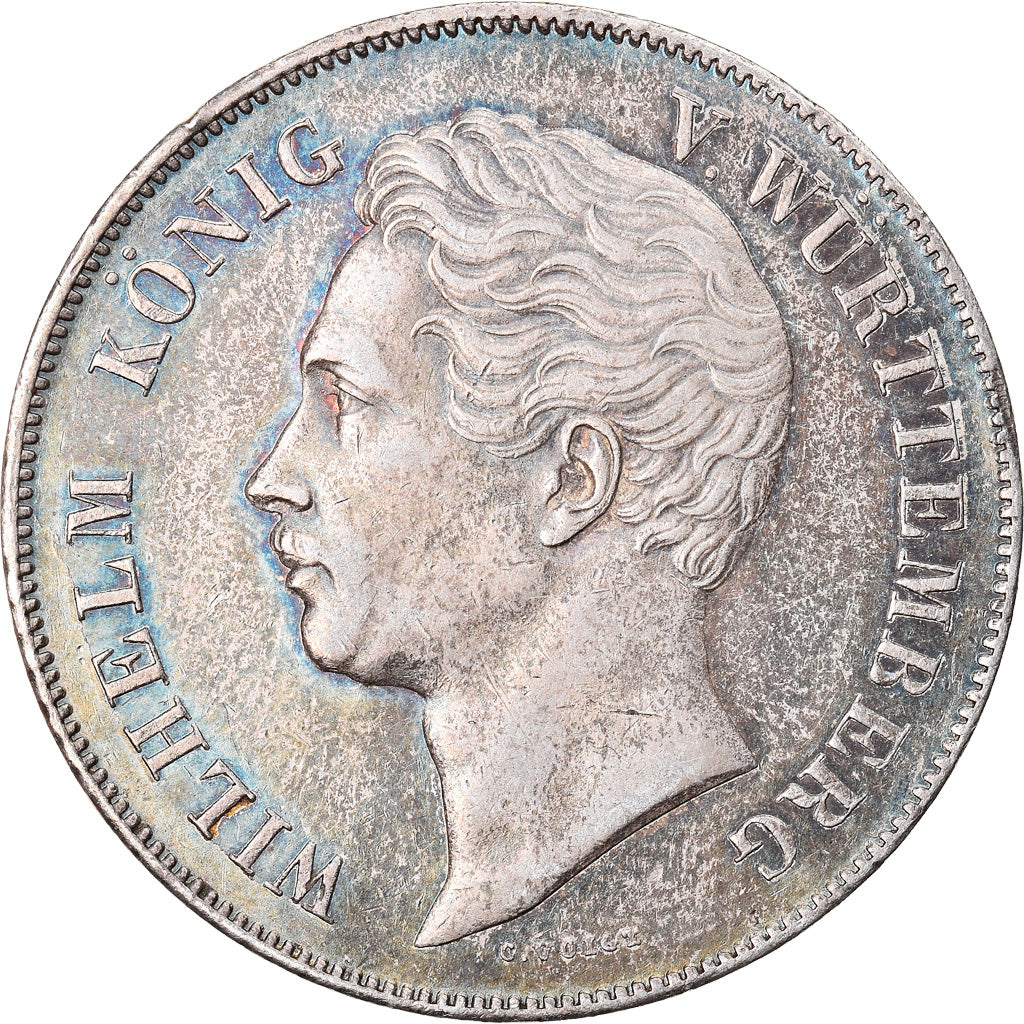 Münze, Deutsch Staaten, WURTTEMBERG, Wilhelm I, 2 Gulden, 1847, VZ, Silber