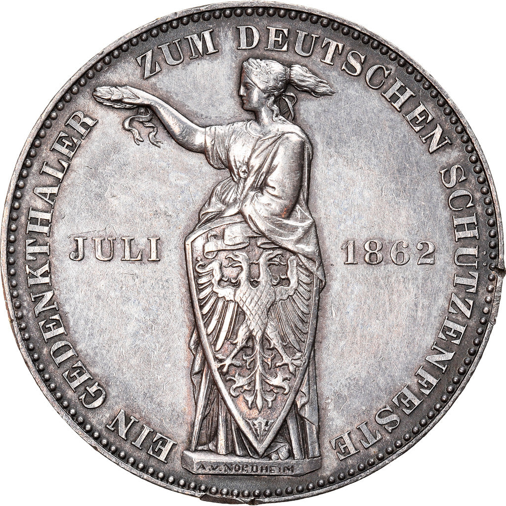 Coin, German States, FRANKFURT AM MAIN, Thaler, 1862, Frankfurt, AU(55-58)