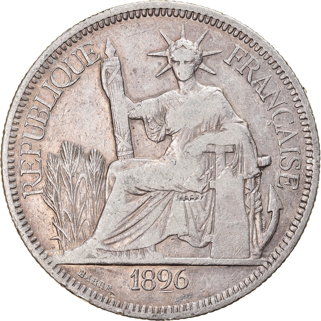Coin, FRENCH INDO-CHINA, Piastre, 1896, Paris, VF(30-35), Silver, KM:5a.1