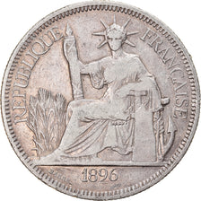 Coin, FRENCH INDO-CHINA, Piastre, 1896, Paris, VF(30-35), Silver, KM:5a.1