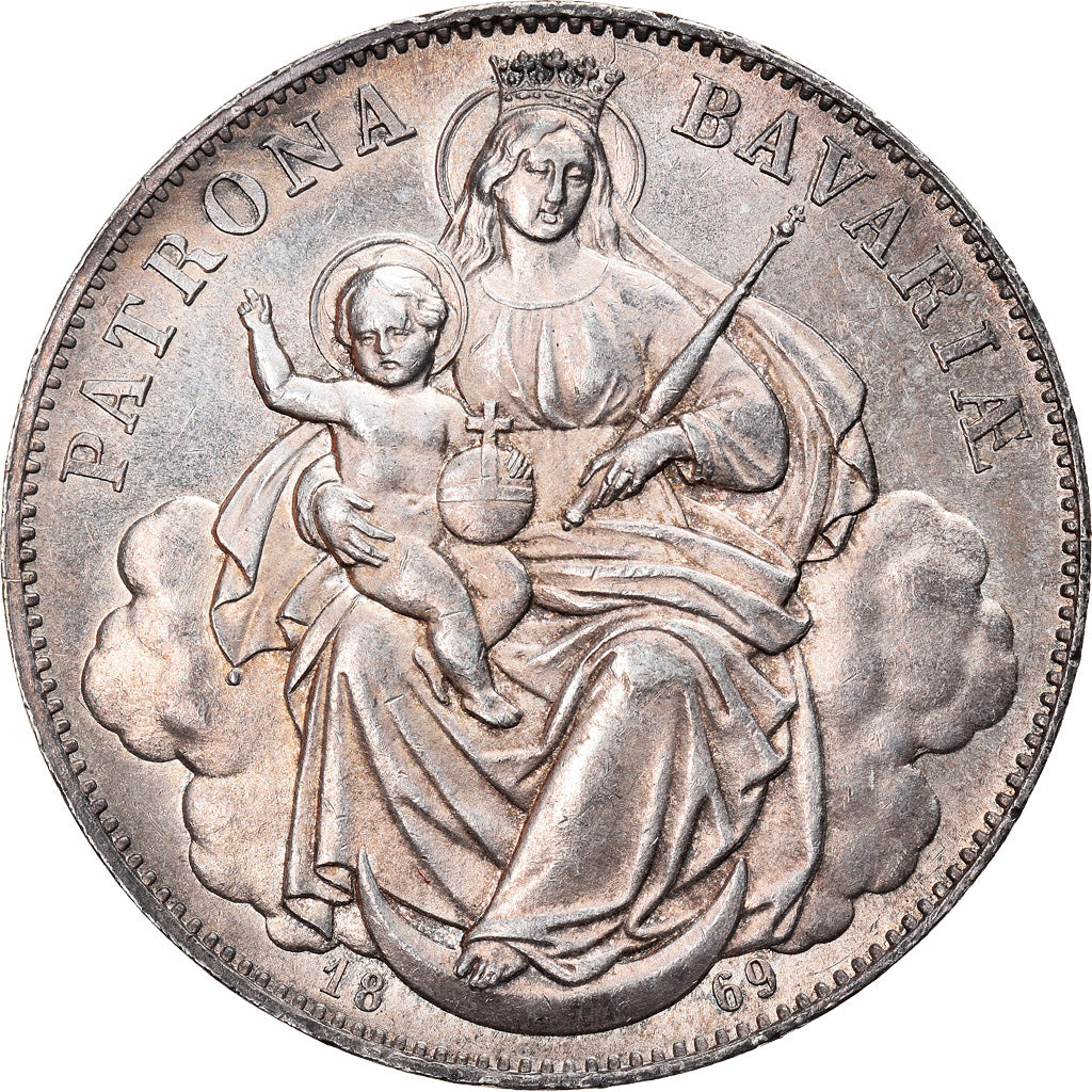Coin, German States, BAVARIA, Ludwig II, Thaler, 1869, MS(63), Silver, KM:877