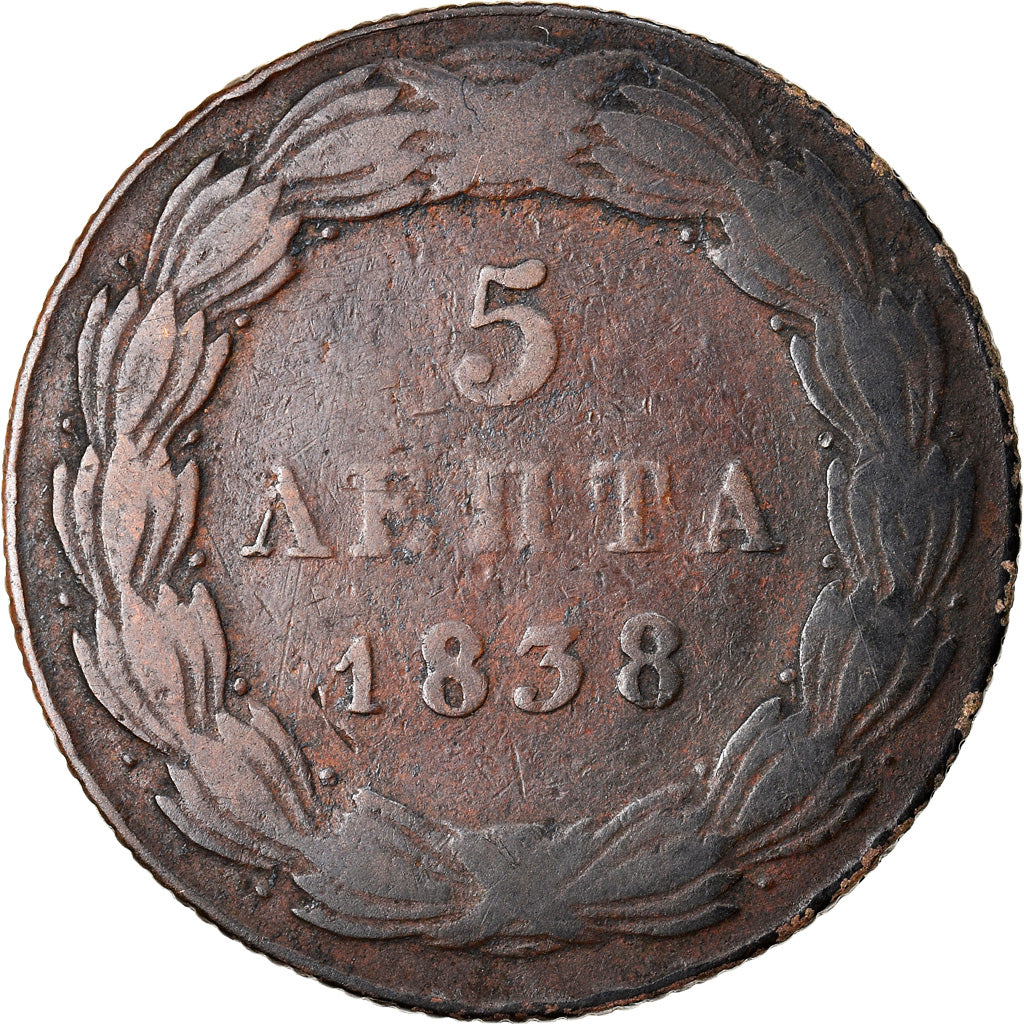 Münze, Griechenland, Othon, 5 Lepta, 1838, S+, Kupfer, KM:16