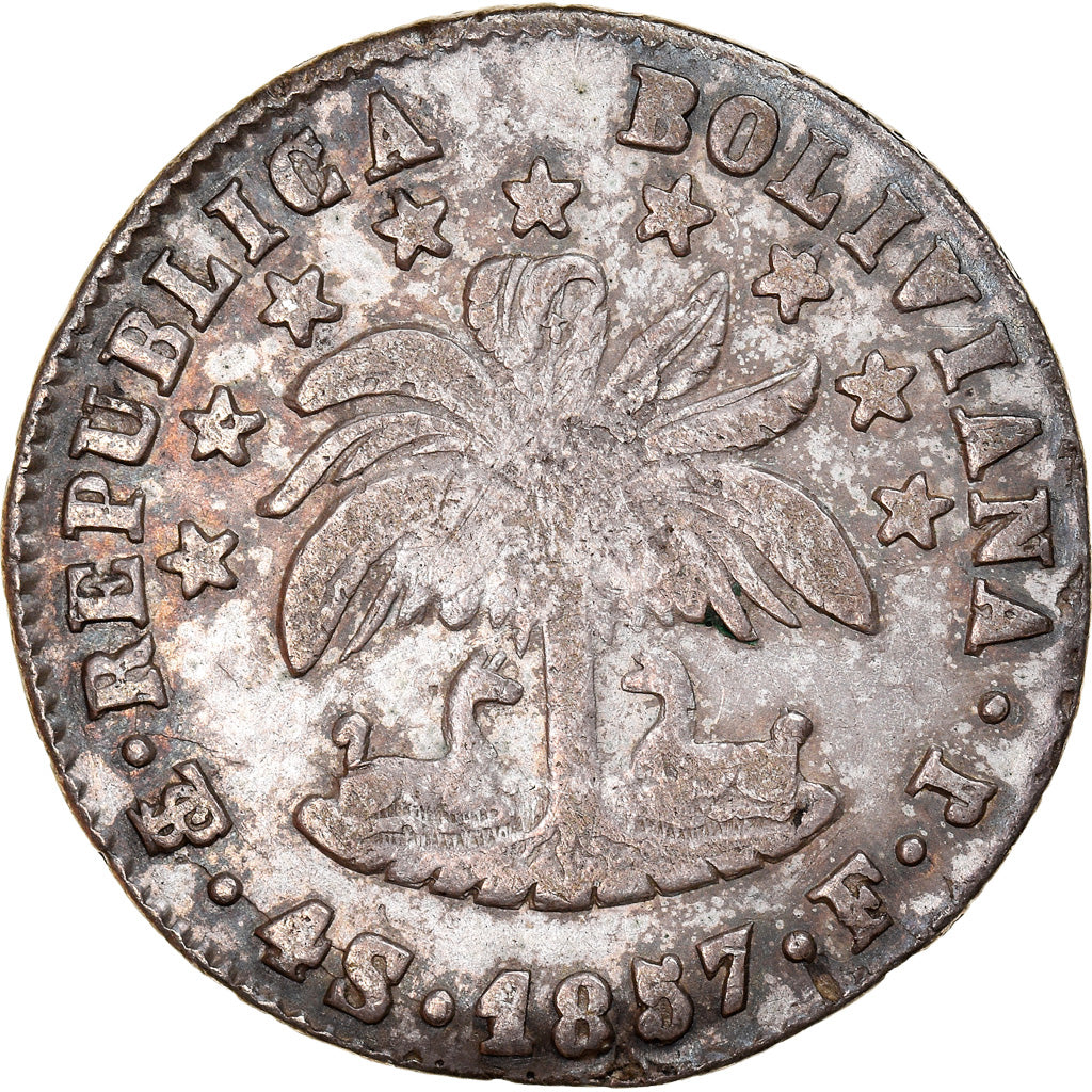Monnaie, Bolivie, 4 Soles, 1857, Potosi, TTB, Argent, KM:123.2