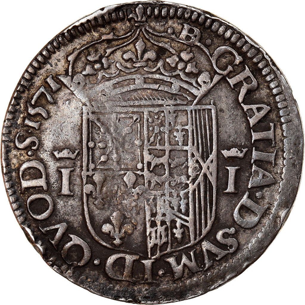 Moneta, Francja, Jeanne d'Albret, Teston, 1571, Pau, EF(40-45), Srebro