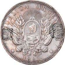 Moneda, Argentina, Peso, 1881, MBC, Plata, KM:29
