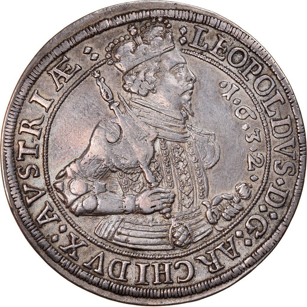 Coin, Austria, Leopold, Thaler, 1632, Hall, AU(55-58), Silver, KM:783