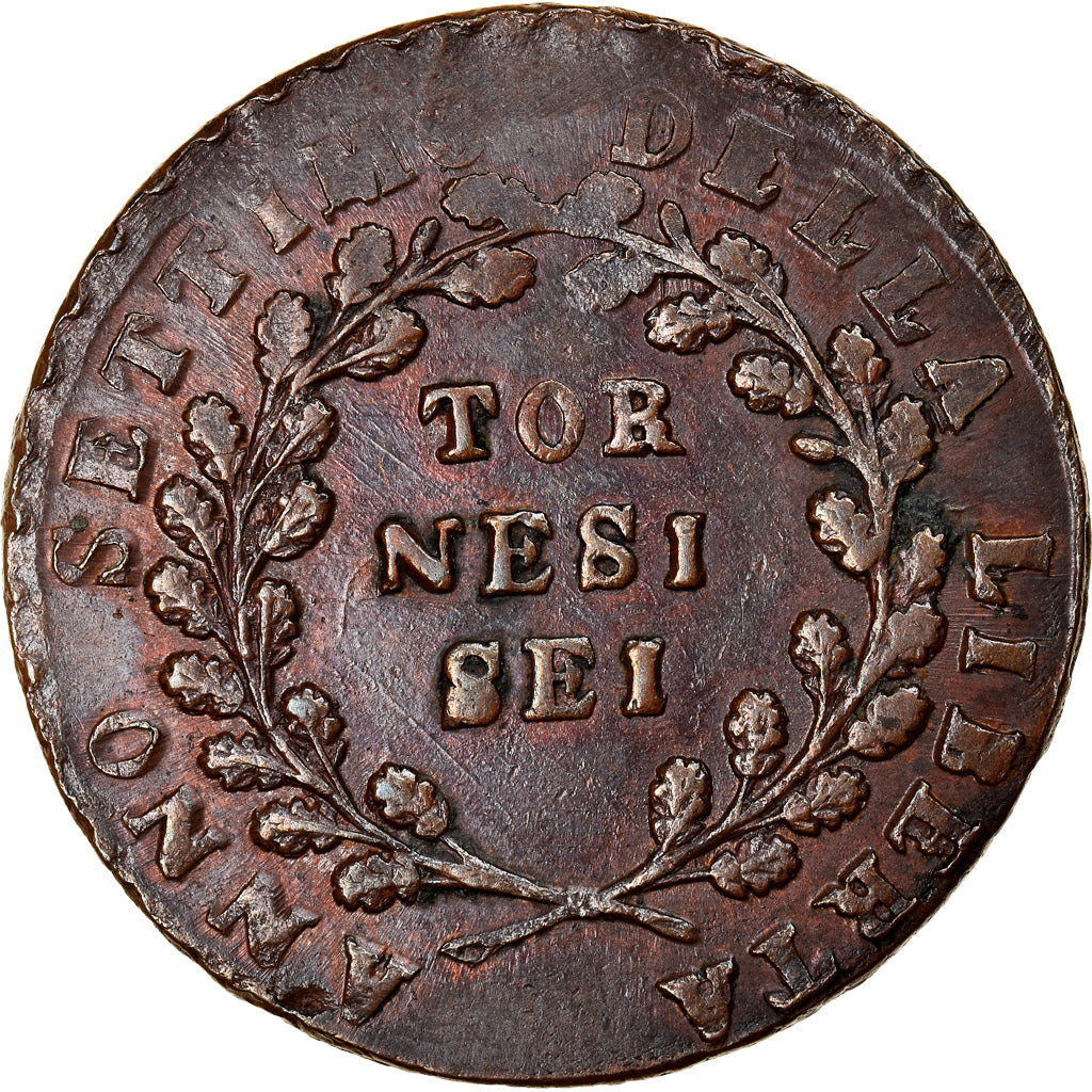 Monnaie, États italiens, NAPLES, 6 Tornesi, AN 7, Naples, TTB, Cuivre, KM:228