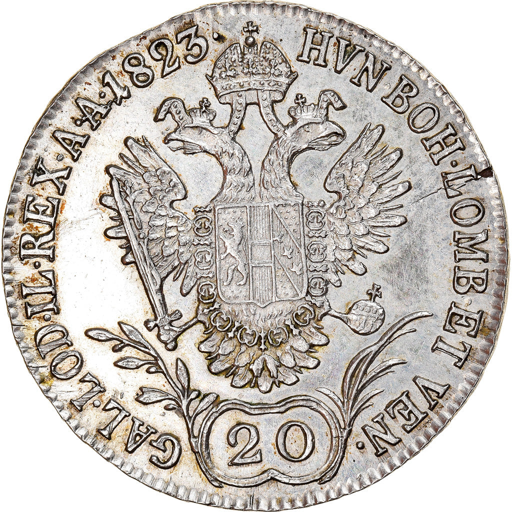 Coin, Austria, Franz II (I), 20 Kreuzer, 1823, Vienna, MS(63), Silver, KM:2143