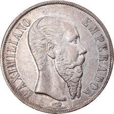 Coin, Mexico, Maximilian, Peso, 1866, Mexico City, MS(60-62), Silver, KM:388.1