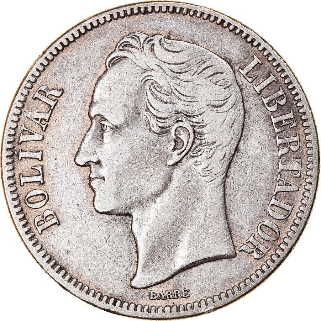Coin, Venezuela, Gram 25, 5 Bolivares, 1919, EF(40-45), Silver, KM:24.2