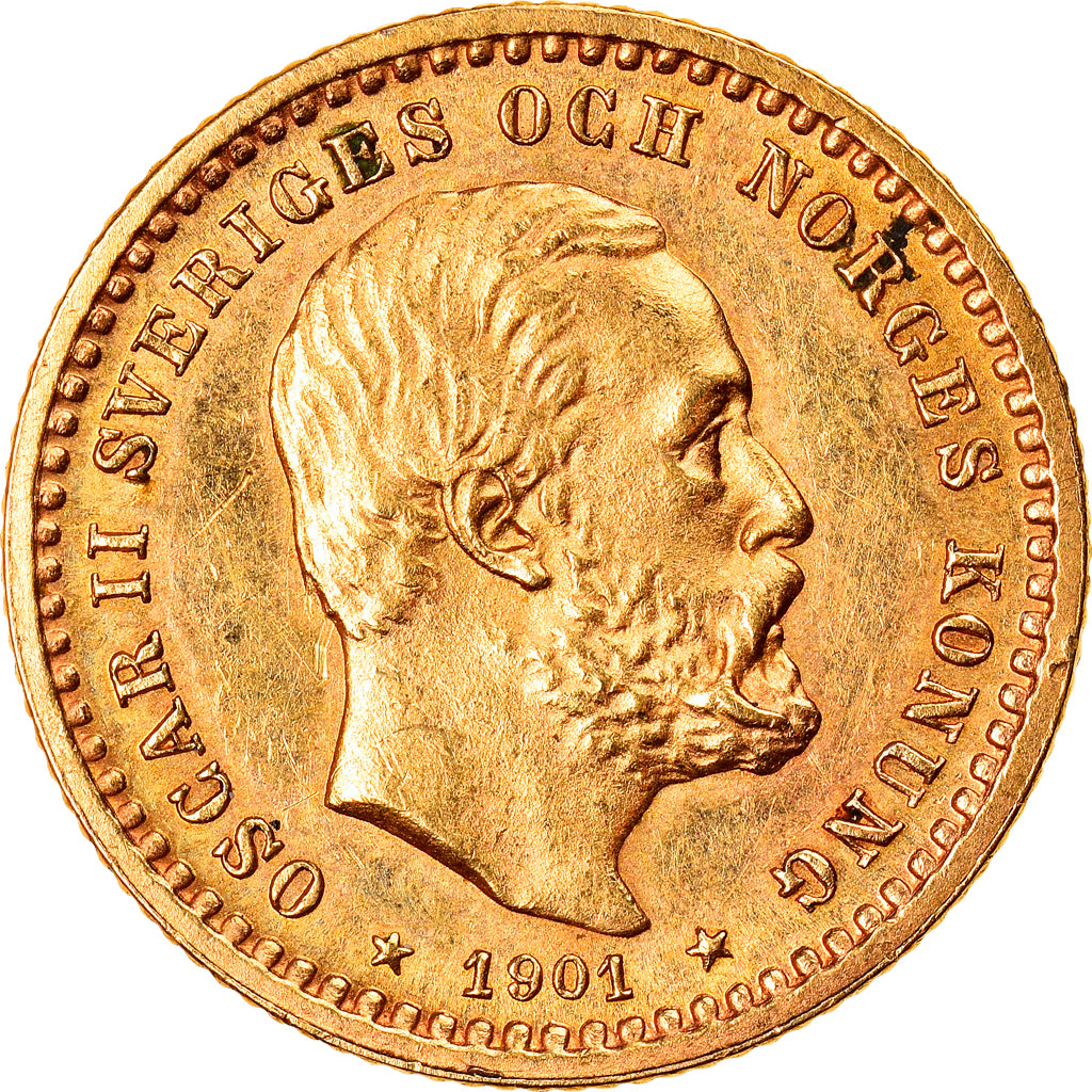 Coin, Sweden, Oscar II, 5 Kronor, 1901, MS(63), Gold, KM:766