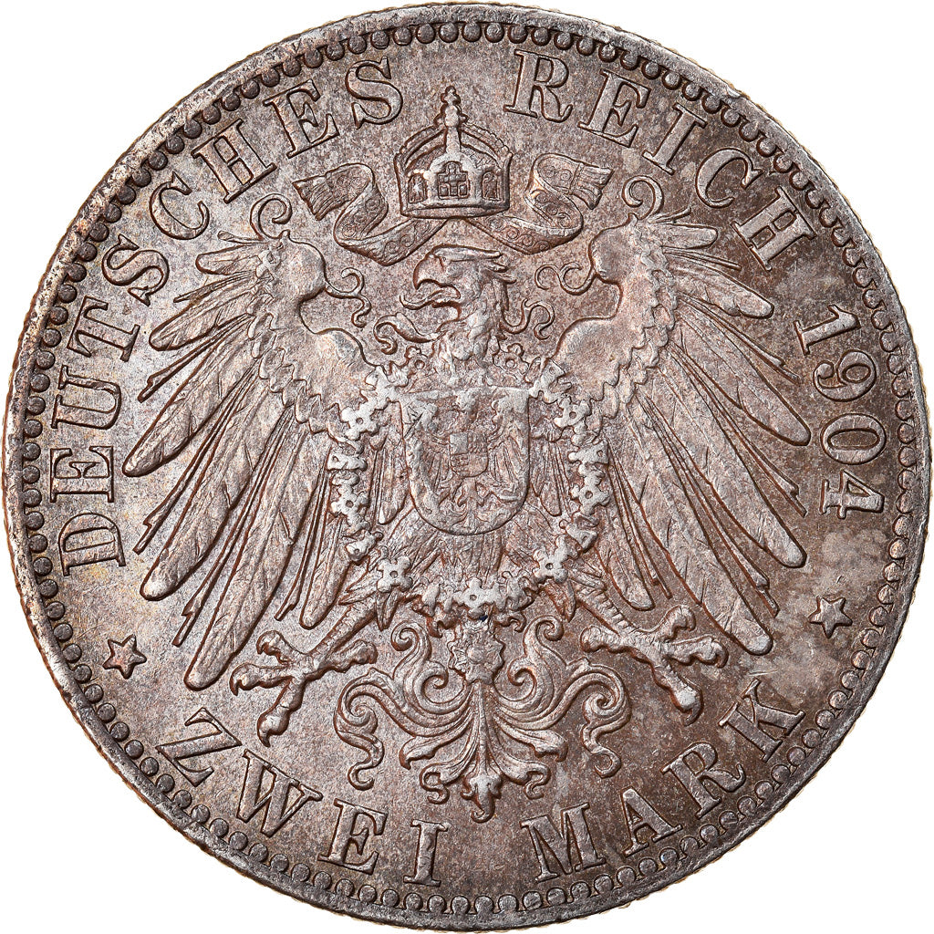 Moeda, Estados Alemães, BREMEN, 2 Mark, 1904, Bremen, MS(60-62), Prata, KM:250