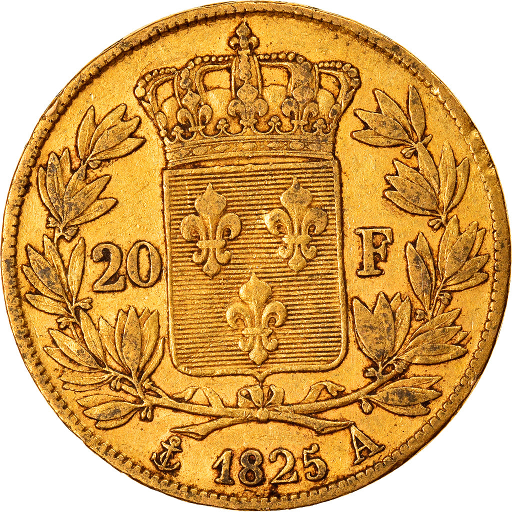Moneta, Francja, Charles X, 20 Francs, 1825, Paris, EF(40-45), Złoto, KM:726.1