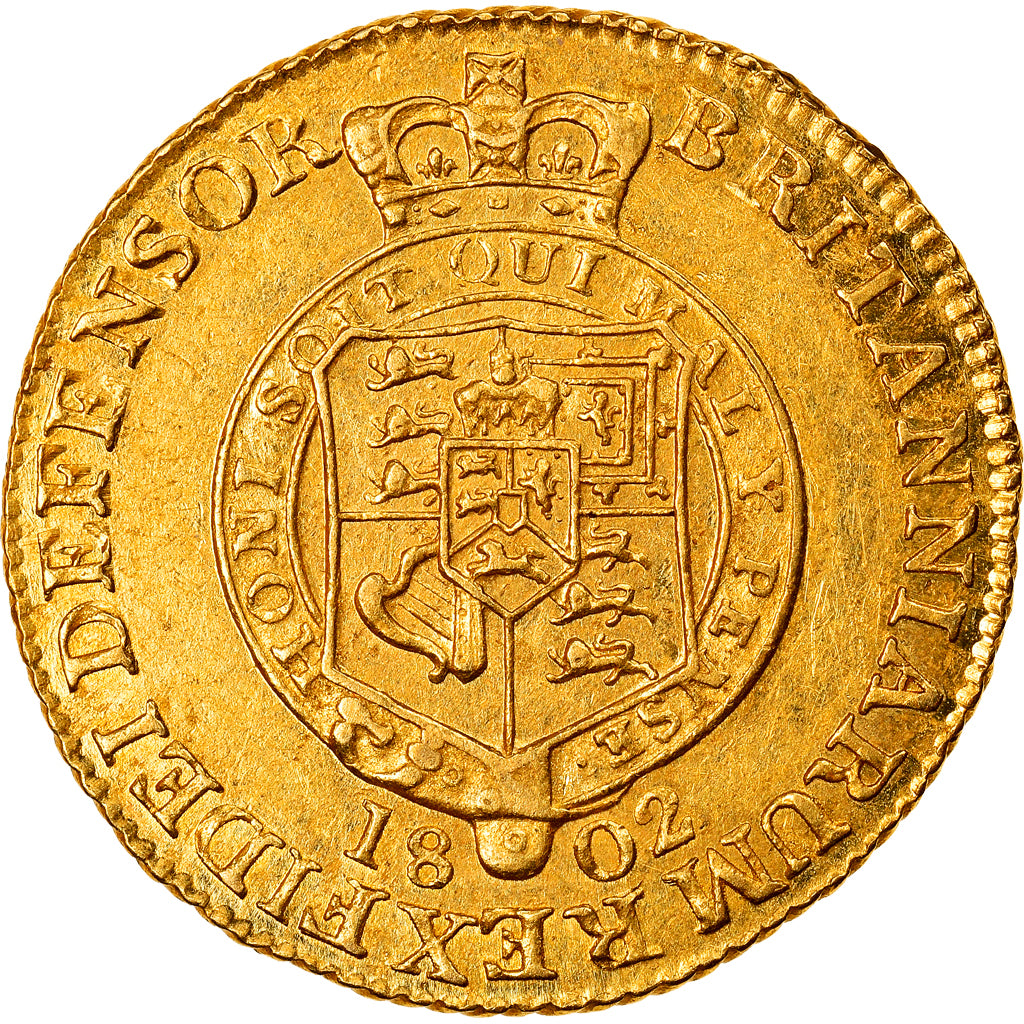 Coin, Great Britain, George III, 1/2 Guinea, 1802, London, AU(55-58), Gold
