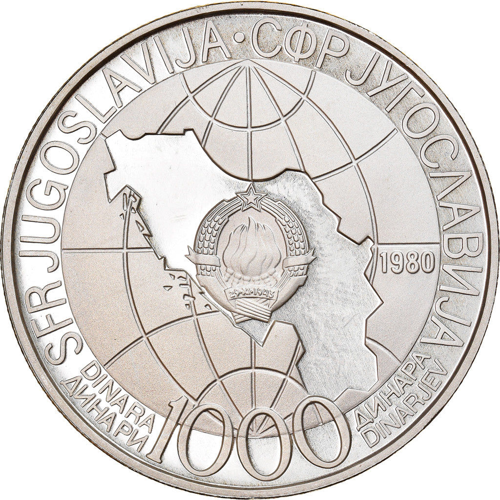 Moneta, Iugoslavia, 1000 Dinara, 1980, SPL, Argento, KM:78a
