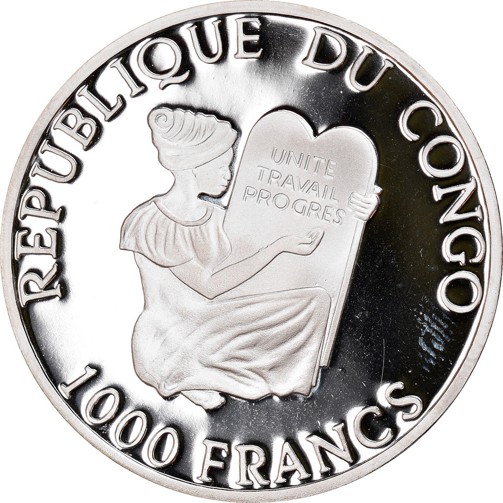 Monnaie, Congo Republic, 1000 Francs, 1999, SPL+, Argent, KM:43