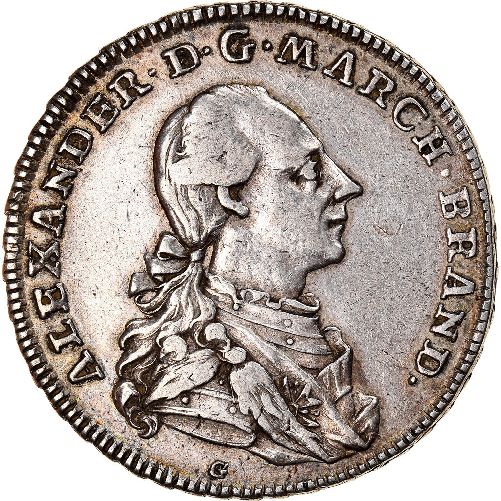 Coin, German States, 1/2 Thaler, 1775, Schwabach, AU(50-53), Silver