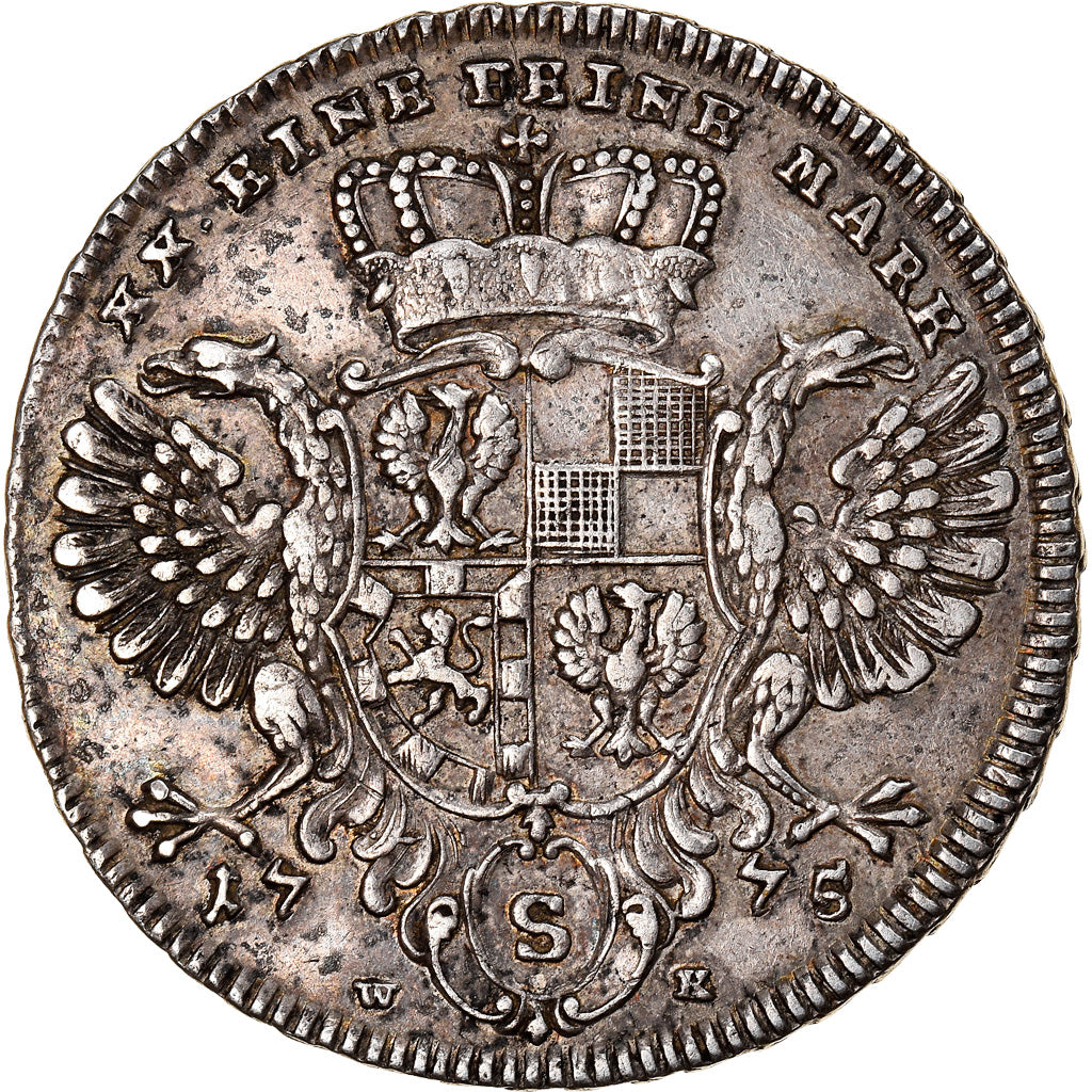 Coin, German States, 1/2 Thaler, 1775, Schwabach, AU(50-53), Silver